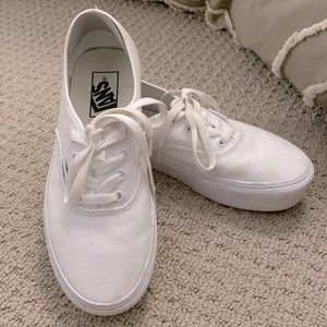 Size 7 white platform vans. Great condition